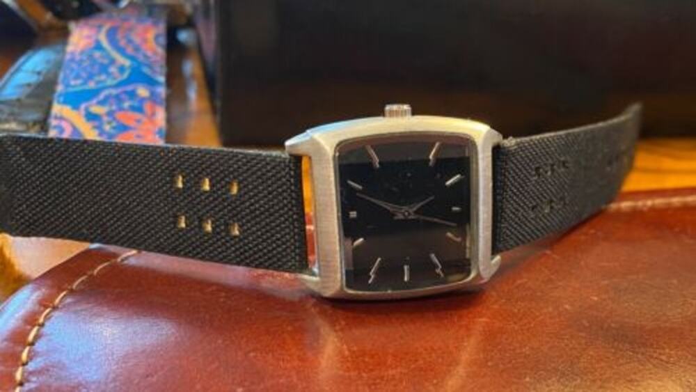 Women's 28mm Silver Tone Target Watch, Black Canvas Band and Face